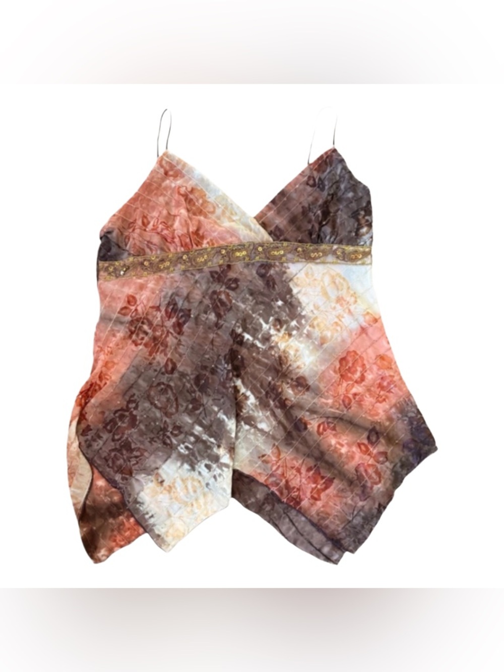 Y2K Fairy Asymmetrical Floral Sequin Top
